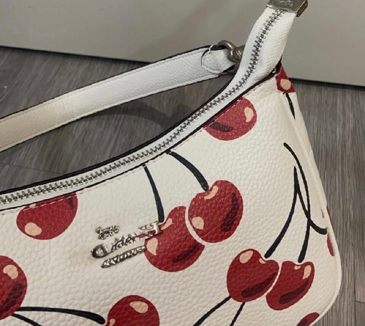 Cherry Print Mini Shoulder Bag – Y2K Baguette Purse with Adjustable Crossbody Strap