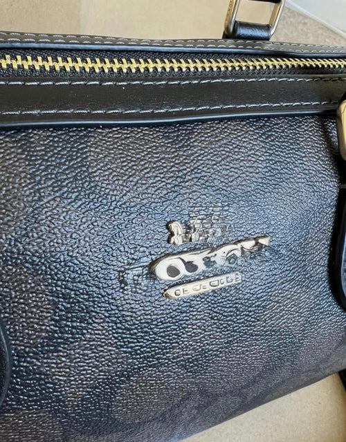 Black Monogram Barrel Satchel Bag – Structured Top Handle Purse with Crossbody Strap